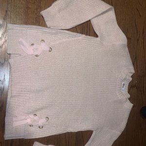 pink knit sweater